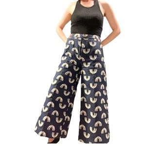 Baum Und Pferdgarten 70s High Waist Wide Leg Funky Cropped Trousers Size 6